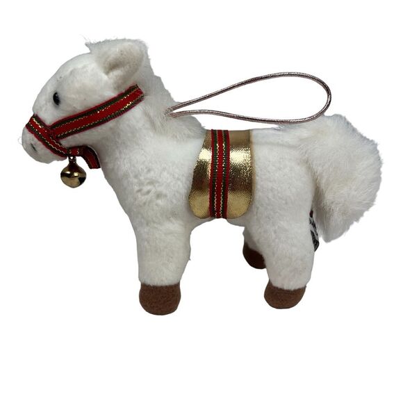 Aurora Plush White Horse Pony Ornament Collectible Christmas - Picture 1 of 7